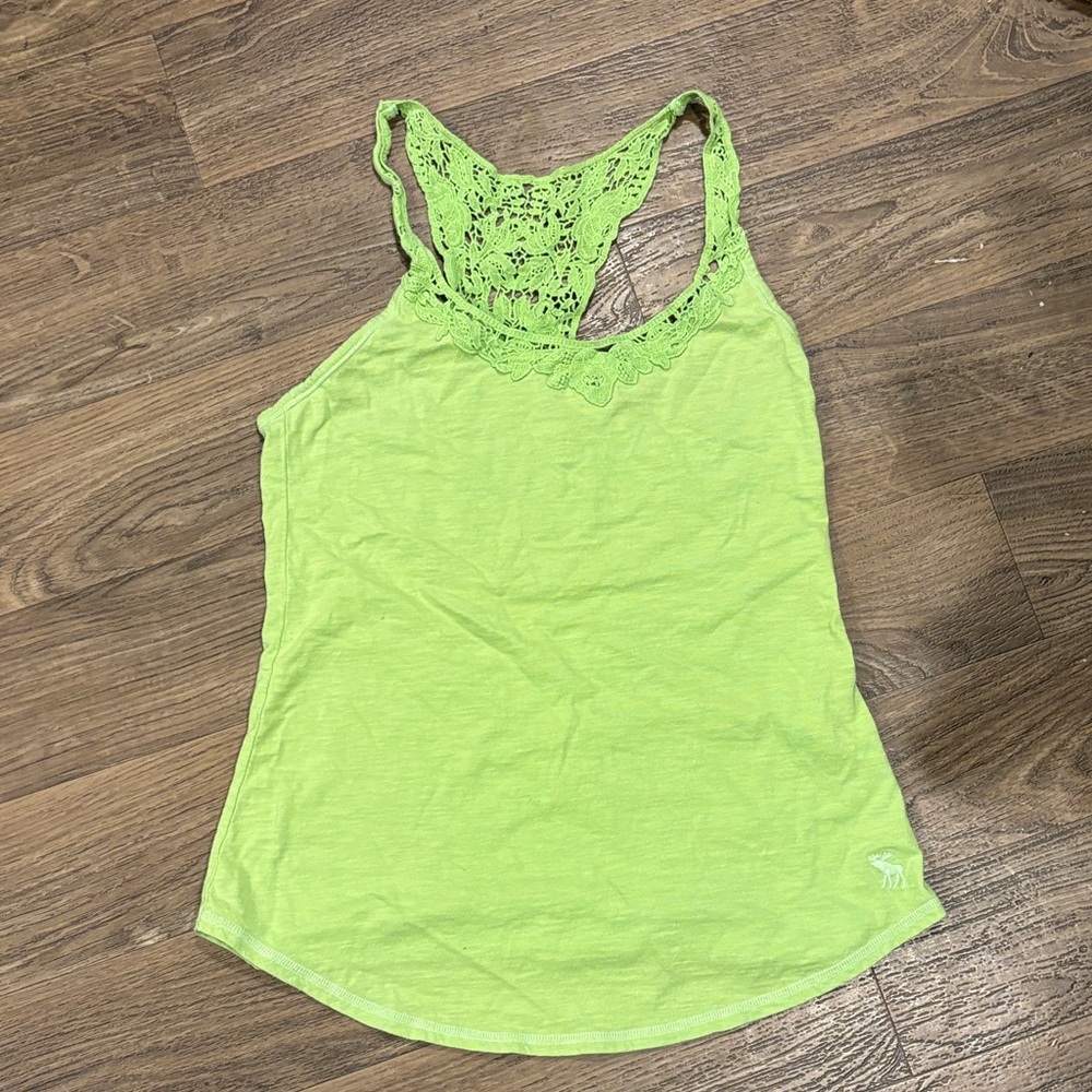 Abercrombie & Fitch Lime Green Lace Tank Top